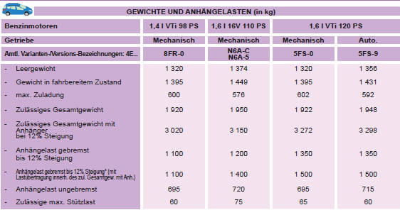 * Die gebremste Anhängelast kann unter Einhaltung des zulässigen