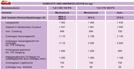 * Die gebremste Anhängelast kann unter Einhaltung des zulässigen