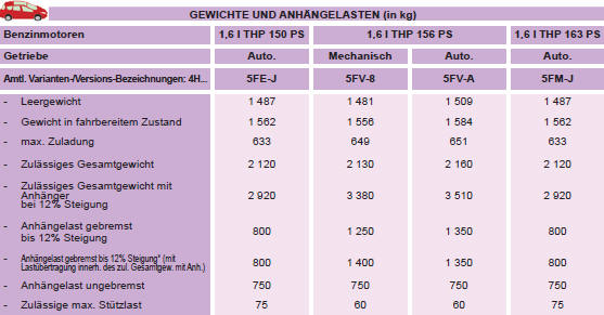 * Die gebremste Anhängelast kann unter Einhaltung des zulässigen