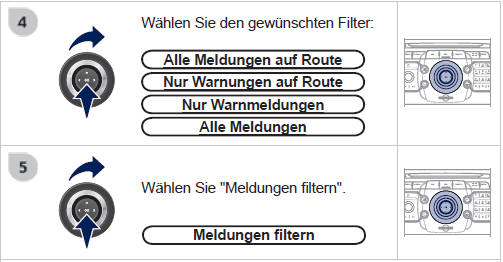 Wenn alle Meldungen auf der Strecke ausgewählt werden, sollte