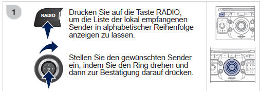 Drücken Sie während des Radiobetriebs auf