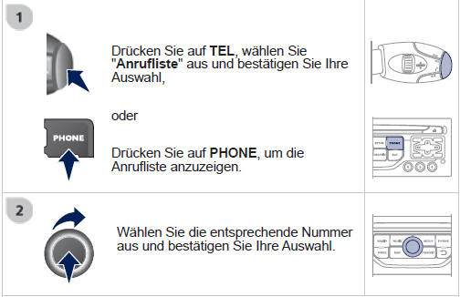 Um die Anrufl iste zu löschen, drücken Sie zweimal auf PHONE,